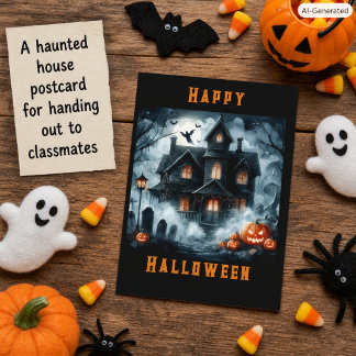 Cartão postal de Halloween de casa assombrada assu