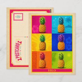 Cartão Postal de Hilo Havaí Abacaxi Arte Pop Vinta