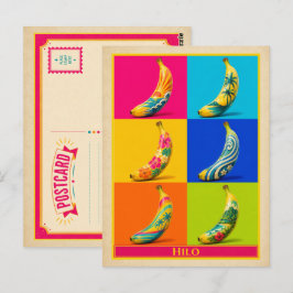 Cartão Postal de Hilo Havaí Banana Arte Pop Vintag