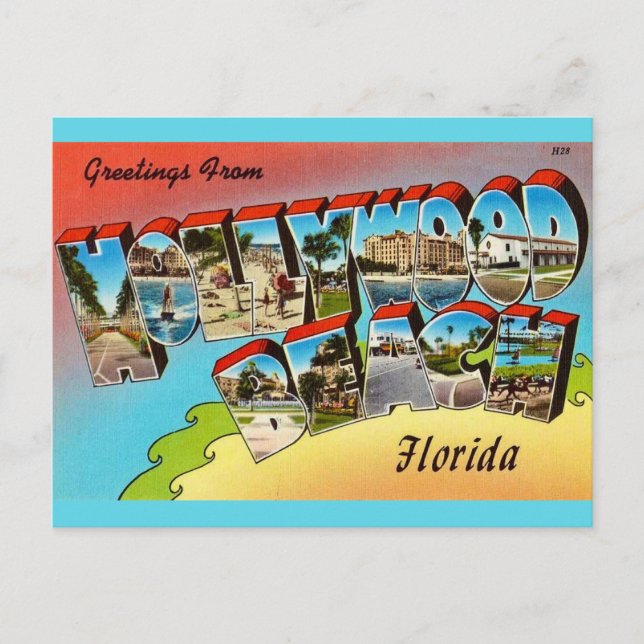 Cartão Postal de Hollywood Beach Florida (Frente)