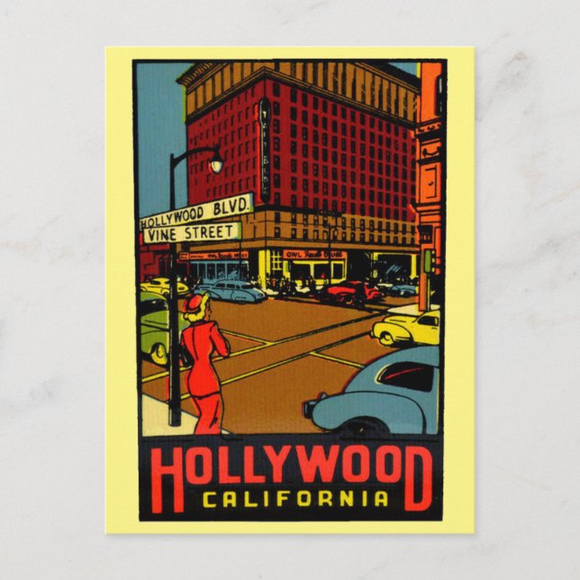 Cartão postal de Hollywood Califórnia (Frente)
