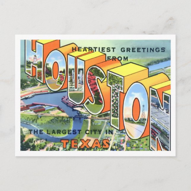 Cartão postal de Houston, Texas Vintage (Frente)