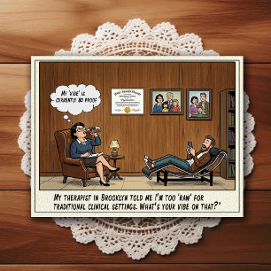 Cartão Postal de Humor de Consultório Psiquiátrico