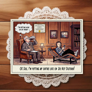 Cartão Postal de Humor de Consultório Psiquiátrico