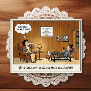 Cartão Postal de Humor de Consultório Psiquiátrico