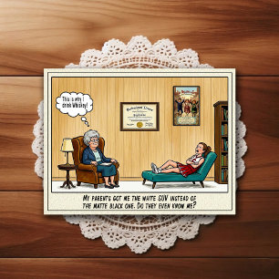 Cartão Postal de Humor de Consultório Psiquiátrico
