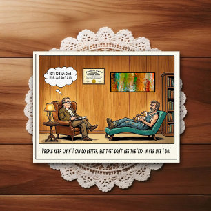 Cartão Postal de Humor de Consultório Psiquiátrico
