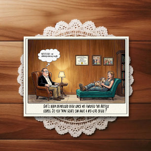 Cartão Postal de Humor de Consultório Psiquiátrico
