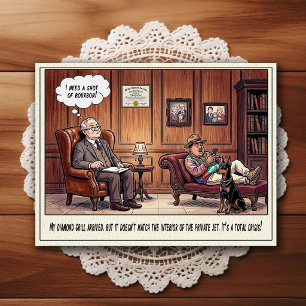 Cartão Postal de Humor de Consultório Psiquiátrico