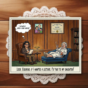 Cartão Postal de Humor de Consultório Psiquiátrico