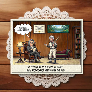 Cartão Postal de Humor de Consultório Psiquiátrico