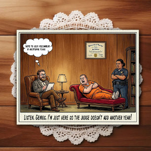Cartão Postal de Humor de Consultório Psiquiátrico