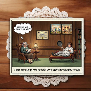 Cartão Postal de Humor de Consultório Psiquiátrico