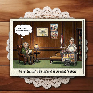 Cartão Postal de Humor de Consultório Psiquiátrico
