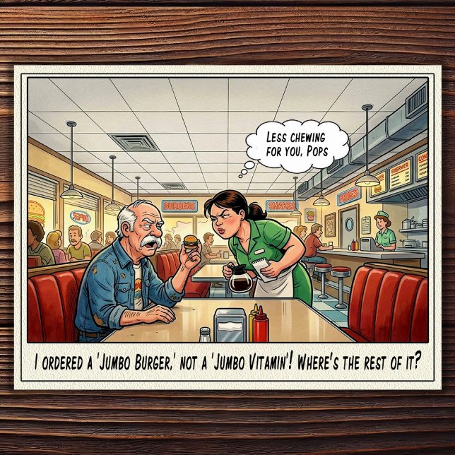 Cartão postal de humor de restaurante vida de garç (Criador carregado)