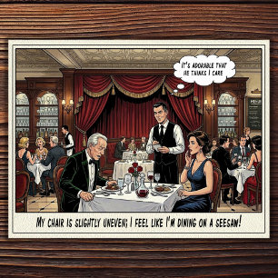 Cartão postal de humor de restaurante vida de garç