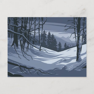 Cartão Postal de Ilustração de Tempo de Inverno