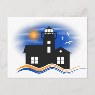 Cartão Postal de Ilustração do Farol Preto na Pais