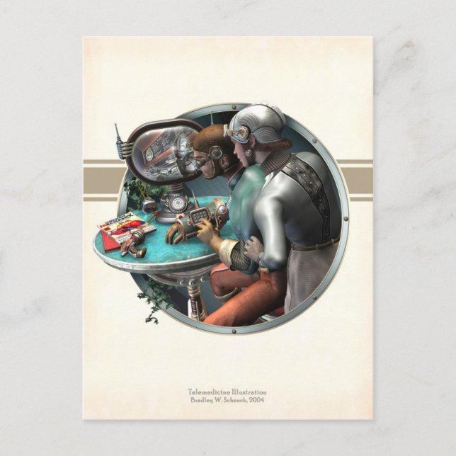 Cartão postal de Ilustração Telemedicina (Frente)