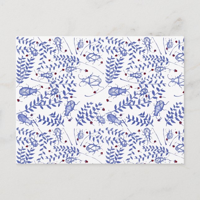 Cartão postal de inseto e morango (Frente)
