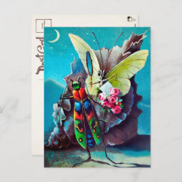 Cartão postal de Insetos de Namorando Vintage