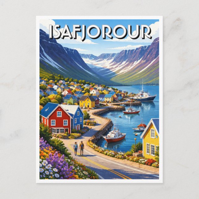 Cartão postal de Ísafjörður Noruega (Frente)
