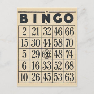 Cartão postal de jogo Vintage Bingo
