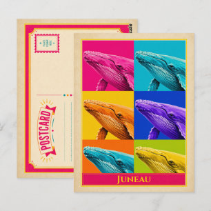 Cartão Postal de Juneau Alasca Baleia Vintage