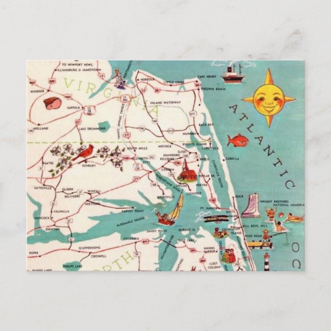Cartão Postal de Kitty Hawk Outer Banks (Frente)