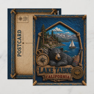 Cartão Postal de Lake Tahoe Califórnia Viagem Vint