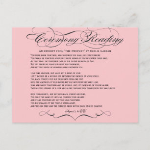 Cartão postal de leitura de cerimônia