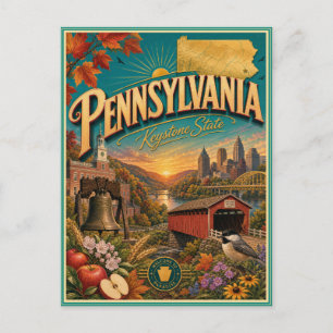 Cartão Postal de Lembrança de Viagem Retro da Pens