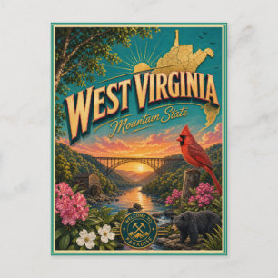 Cartão Postal de Lembrança de Viagem Retro da Virg