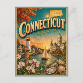 Cartão Postal de Lembrança de Viagem Retro de Conn
