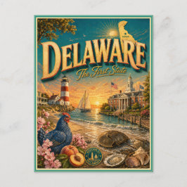 Cartão Postal de Lembrança de Viagem Retro de Dela