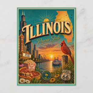 Cartão Postal de Lembrança de Viagem Retro de Illi