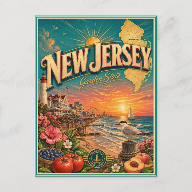 Cartão Postal de Lembrança de Viagem Retro de Nova (Frente)