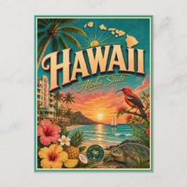 Cartão Postal de Lembrança de Viagem Retro do Hava