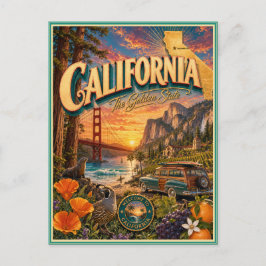Cartão Postal de Lembrança de Viagens Retrô da Cal