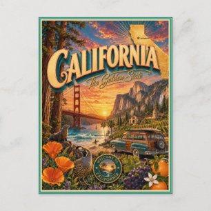 Cartão Postal de Lembrança de Viagens Retrô da Cal