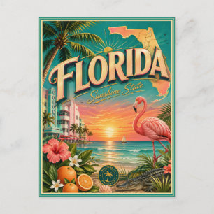 Cartão Postal de Lembrança de Viagens Retrô da Fló