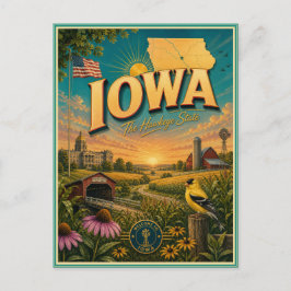 Cartão Postal de Lembrança de Viagens Retrô de Iow