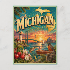 Cartão Postal de Lembrança de Viagens Retro de Mic