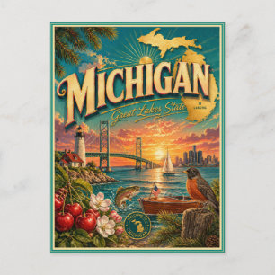 Cartão Postal de Lembrança de Viagens Retro de Mic