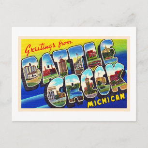 Cartão postal de letra grande de Battle Creek Mich