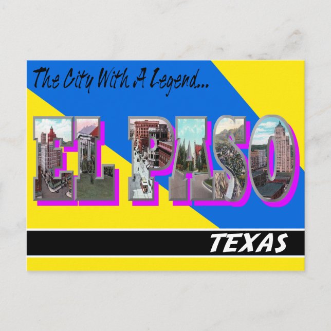 Cartão postal de letra grande de El Paso Texas (Frente)