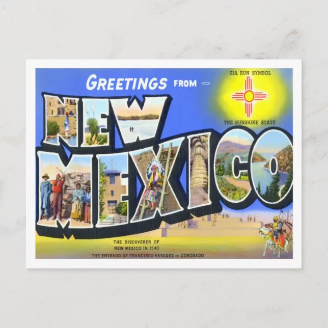 Cartão postal de letras grandes do Novo México (Frente)