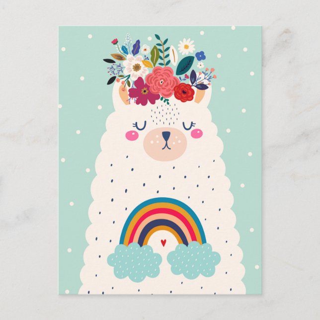 Cartão postal de lhama fofa (Frente)