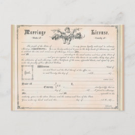 Cartão postal de Licença de Casamento Vintage