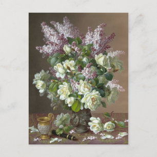 Cartão Postal De Longpré Rosa e Lilacs Cartão-postal CC0600